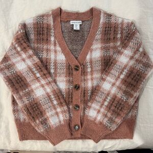 Cupcakes and Cashmere Peach Plaid Sweater